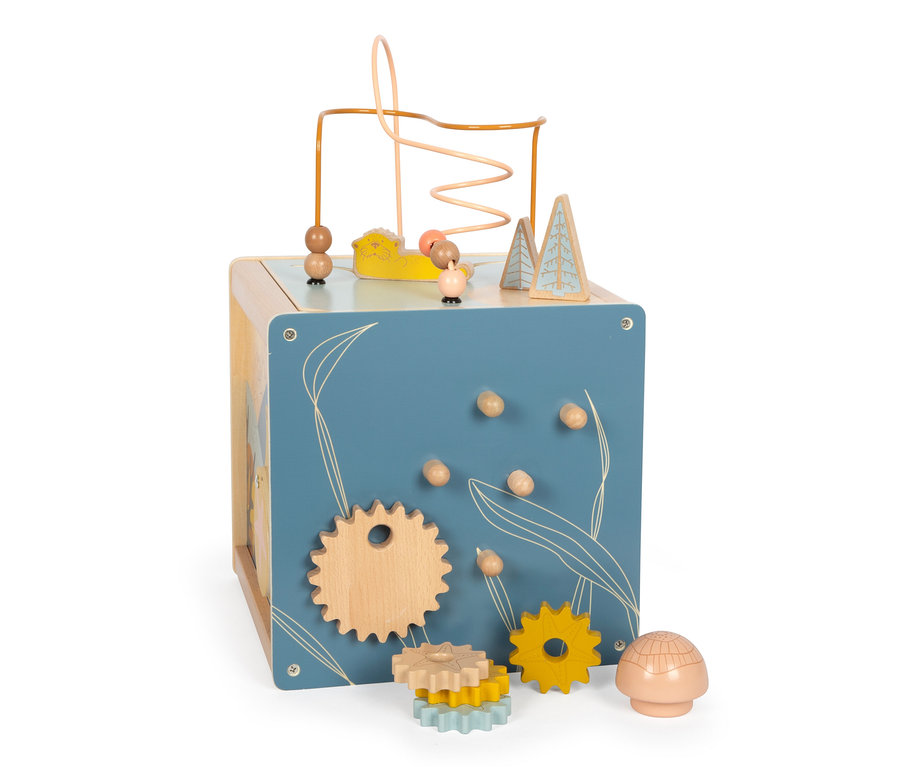 small foot Motorikwürfel »Seaside« mit Perlenlabyrinth, Zahnrädern und anderen Aktivitäten.