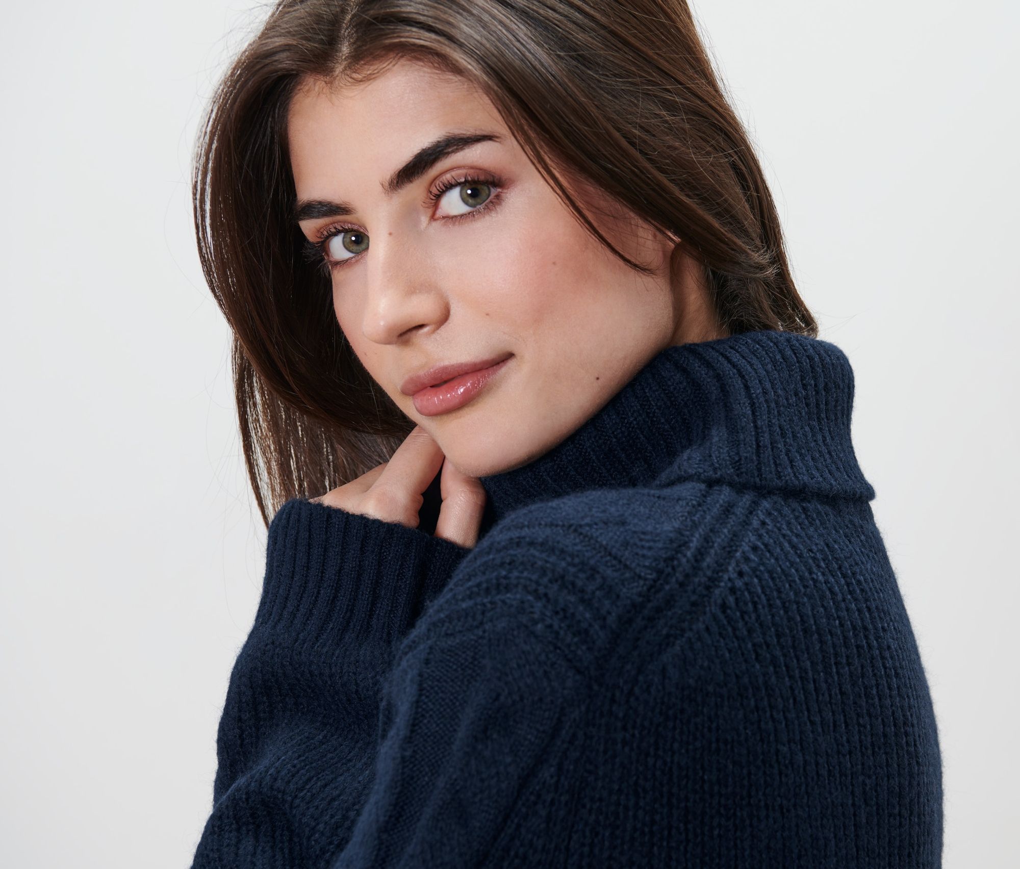 Thumbnail - Tchibo - Langer Strickpullover mit Zopfmuster - Damen - Gr. L - dunkelblau