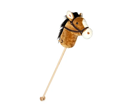 Braunes small foot Steckenpferd »Nico« aus Plüsch mit braunem Zaumzeug.