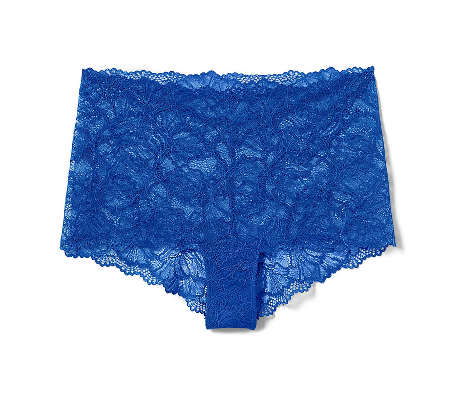 Blaue Spitzen-Panty.