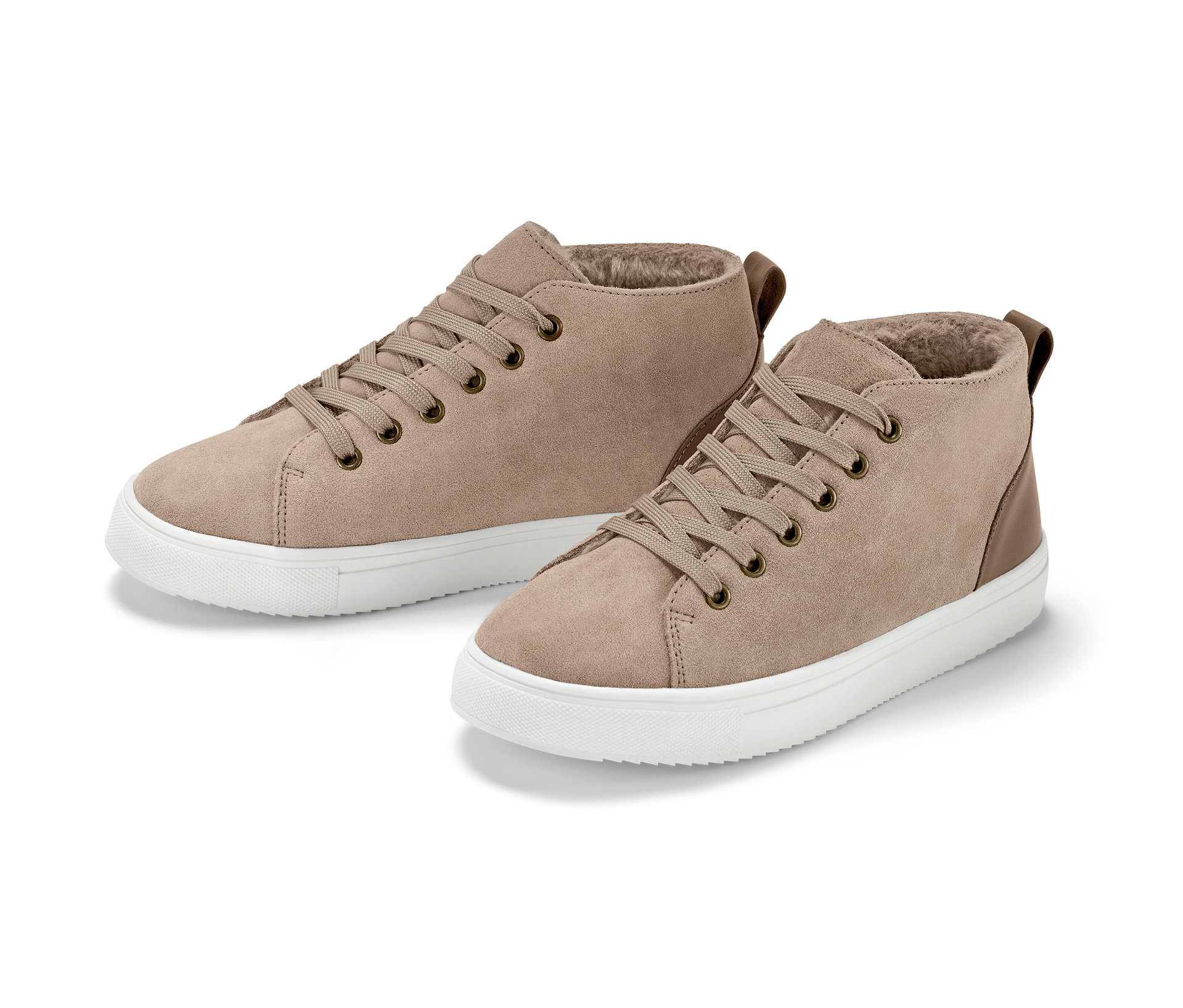 Gefütterter Veloursleder-Sneaker - Damen - Gr. 39 - beige - beige