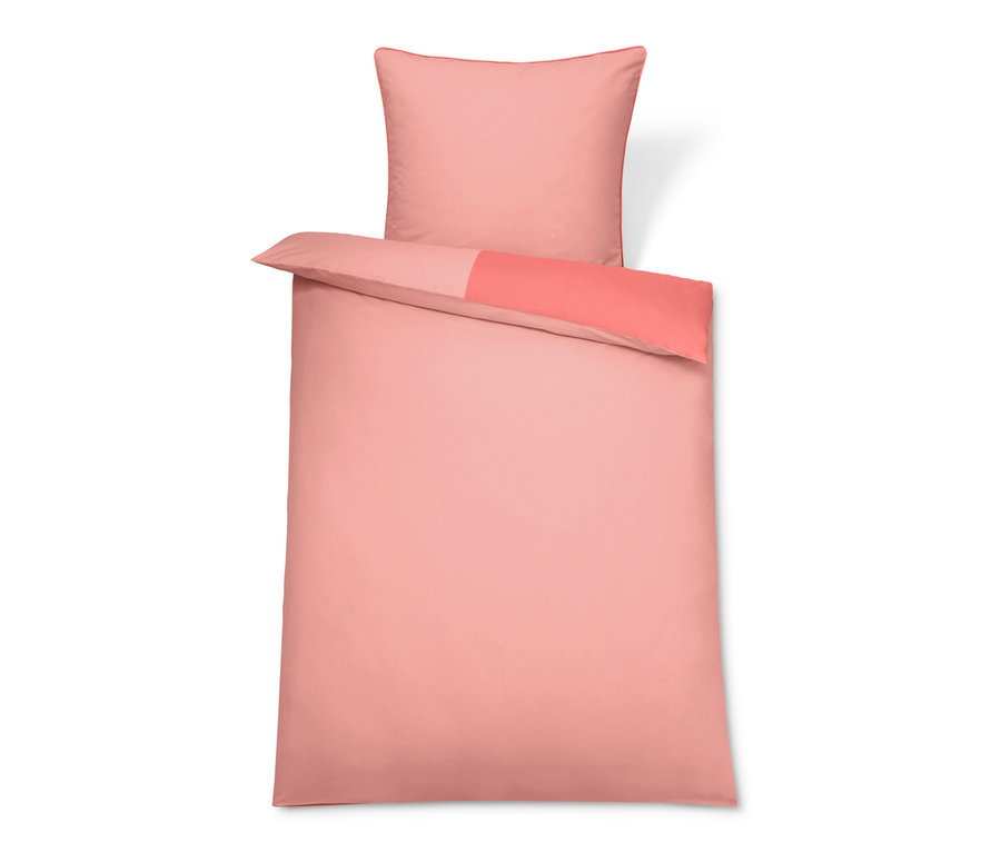 Rosa Premium-Baumwoll-Bettwäsche in Normalgröße und Übergröße.