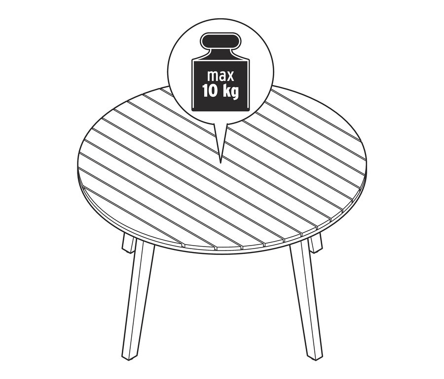 Illustration eines runden Couchtischs.