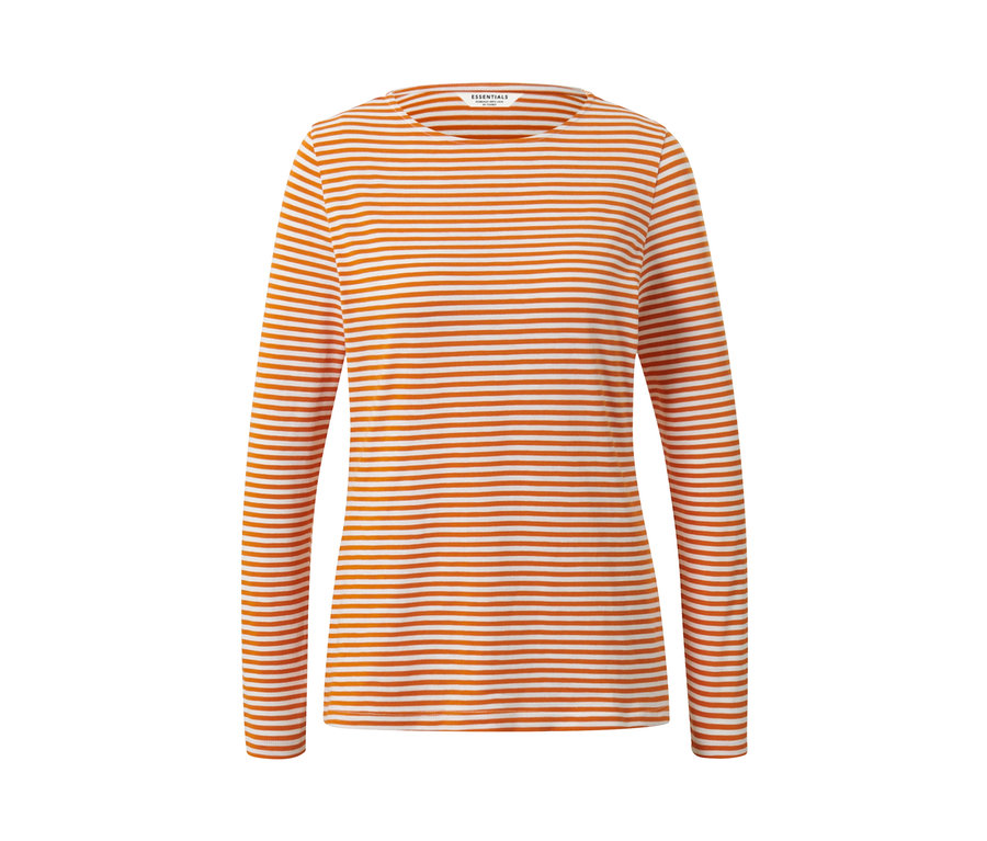 Orange gestreiftes Langarmshirt.