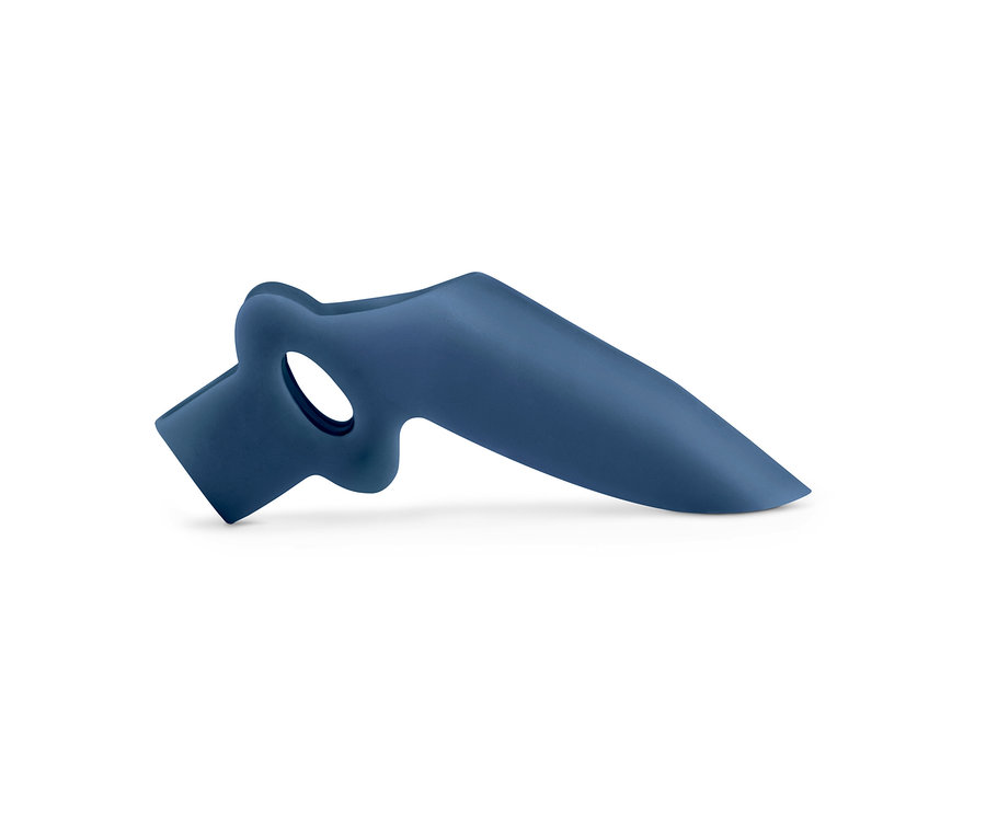 Blauer Hallux-Valgus-Schutz auf weißem Hintergrund.