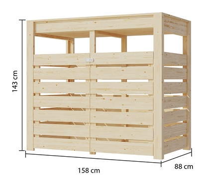 Karibu Mülltonnenbox für 2 Tonnen mit Pflanzdach, 2x 240 l, naturfarben.