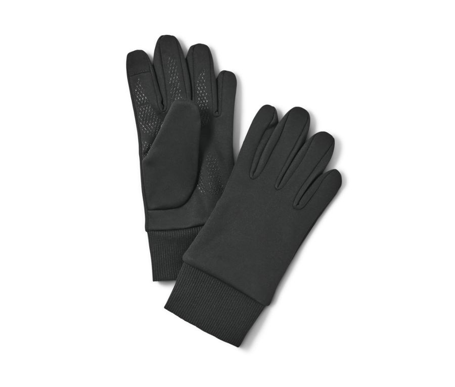 Zwei schwarze Kinder-Windprotection-Thermohandschuhe liegen nebeneinander.