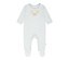Blau gestreifter Steiff Baby-Strampler mit Teddybär.