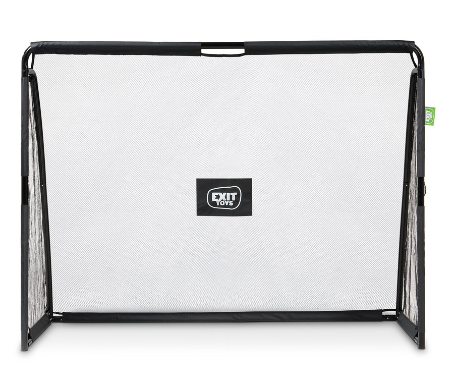 Schwarzes EXIT Coppa Fußballtor mit weißem Netz.