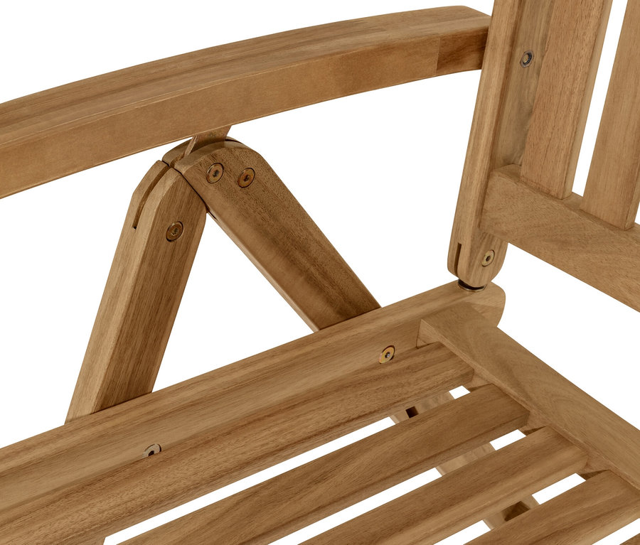 Detailansicht des Hochlehners »Lenja« mit verstellbarer Rückenlehne und Holz-Lamellen.