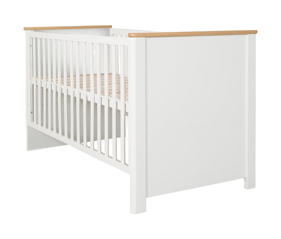 Weißes roba Kombi-Kinderbett »Ava«, 70 x 140 cm mit hellbraunen Akzenten.
