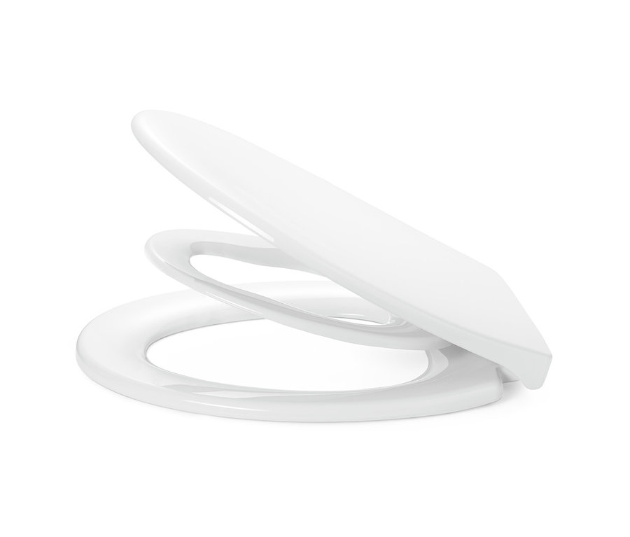 Weißer WC-Sitz »Family« mit Absenkautomatik, leicht geöffnet dargestellt.