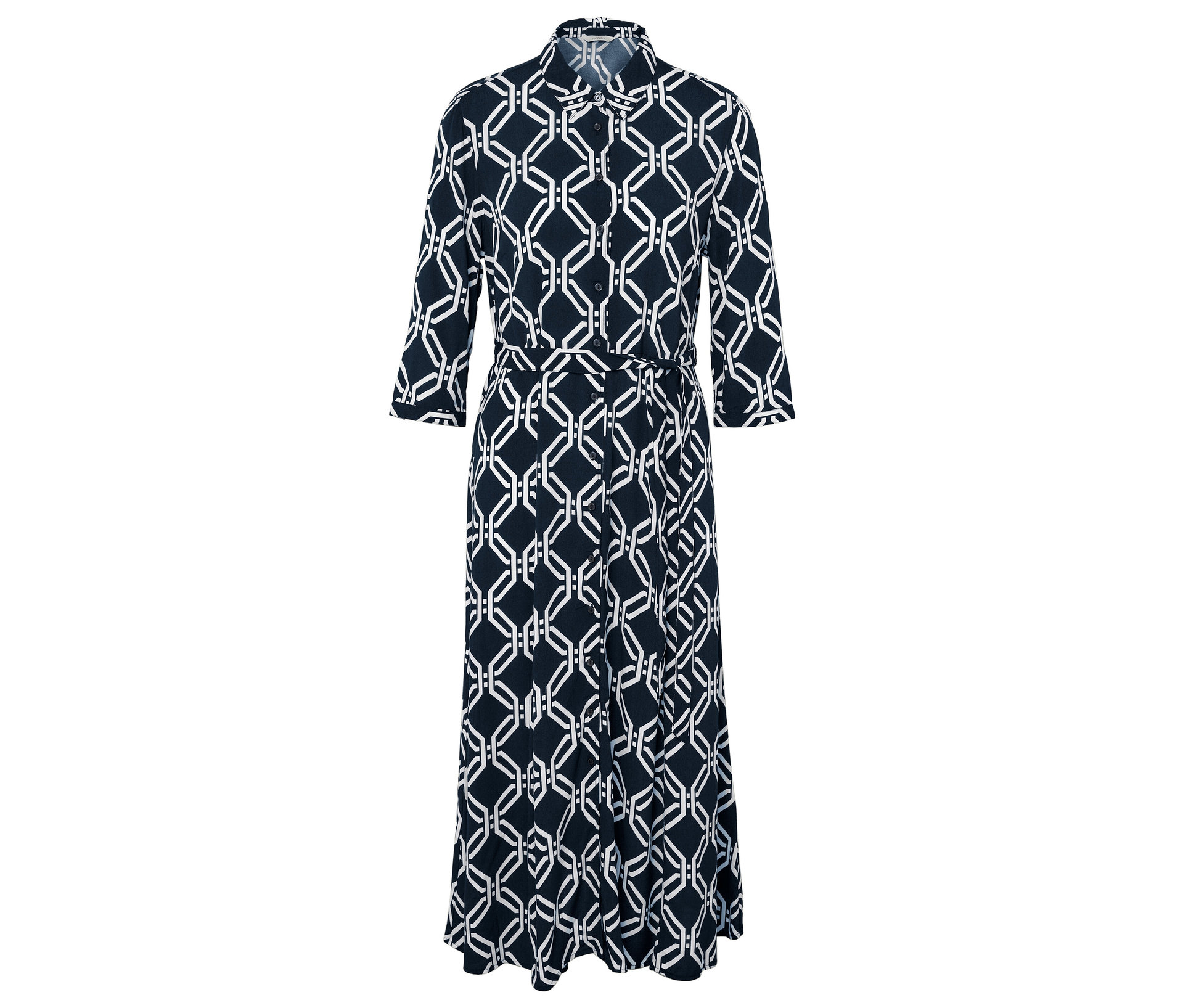 Bedrucktes Hemdblusenkleid - Damen - Gr. 44 - dunkelblau/print - dunkelblau