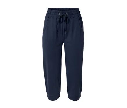 Dunkelblaue 3/4-Sweathose mit Taschen.