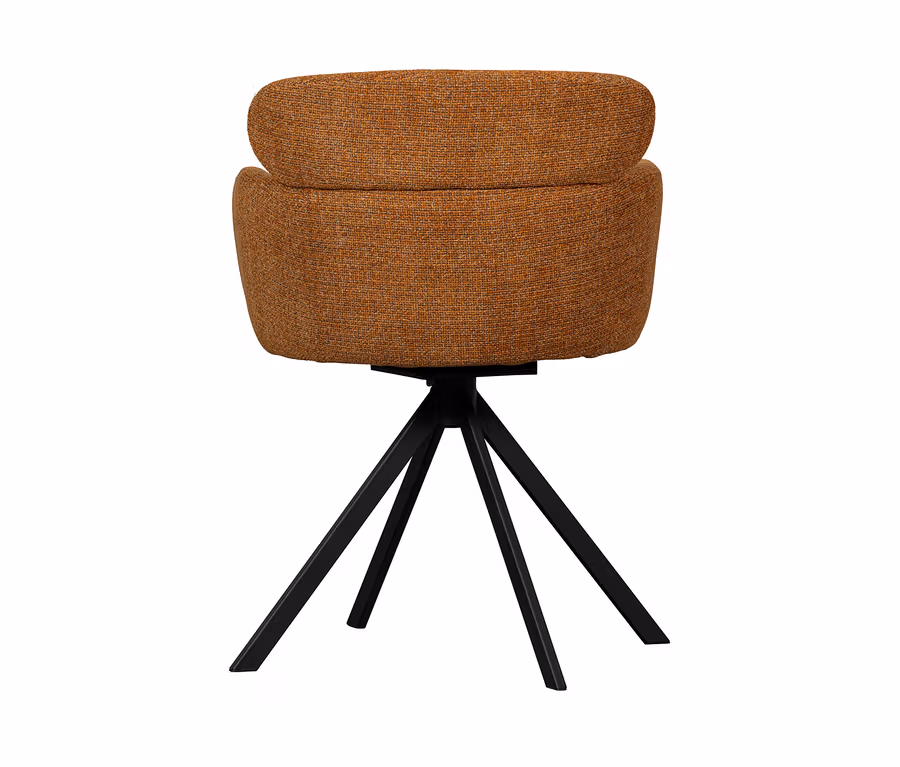 Rückansicht des Woood Stuhls »Fenne«, 2er-Set, in Ginger mit vier schwarzen Metallbeinen.