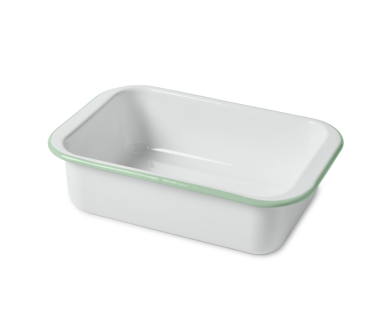 Weiße Emaille-Form.