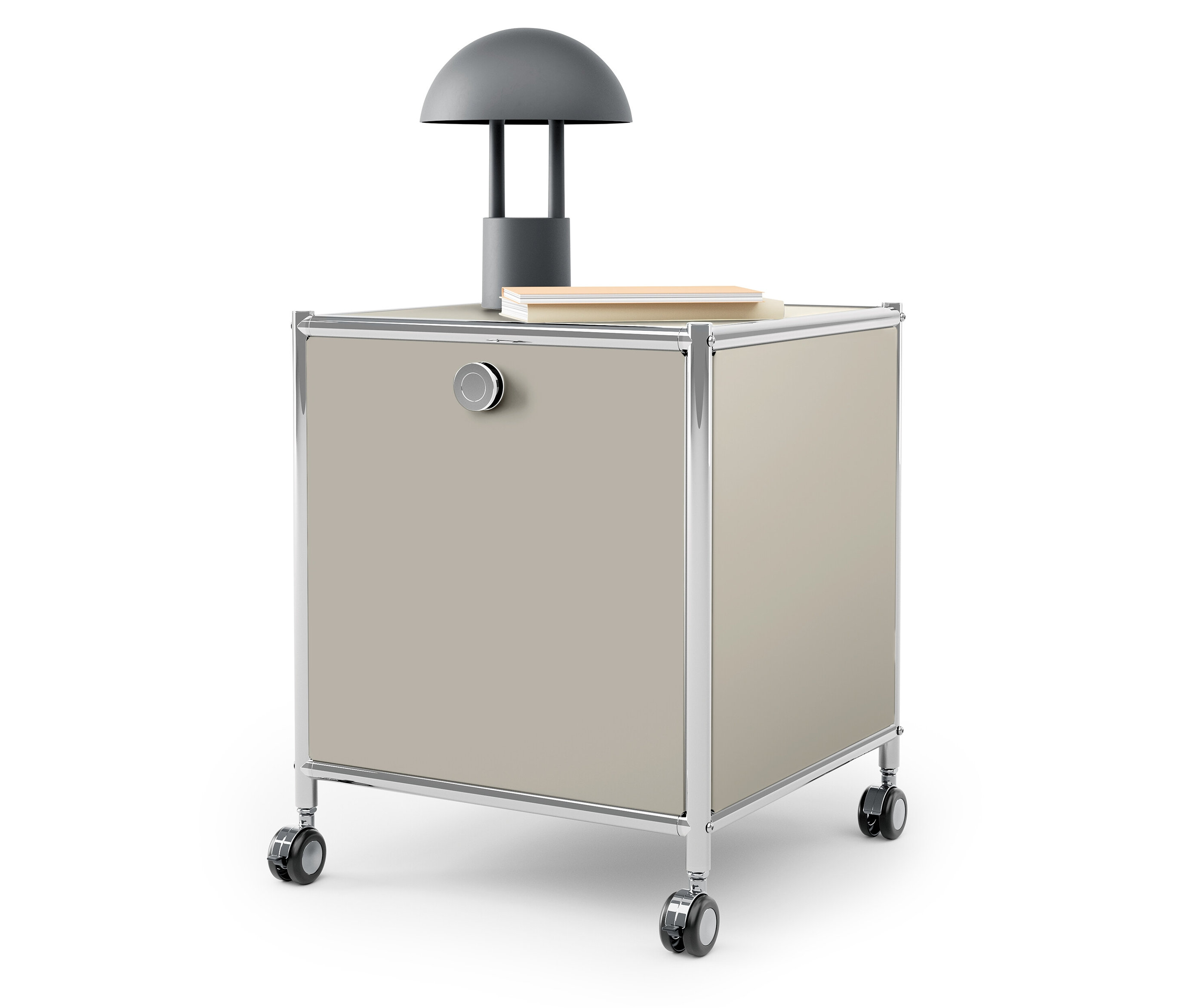 Tchibo - Beistelltisch Metall »Cn3« mit 1 Klappfach - 40x40x49cm - hellgrau - Stahl / Aluminium / Kunststoff