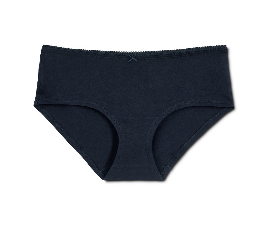Ein einzelner marineblauer 5 Pantys mit Schleife am Bund.