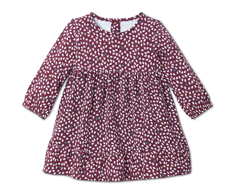 Ein Jerseykleid mit durchgehendem Blattmuster.