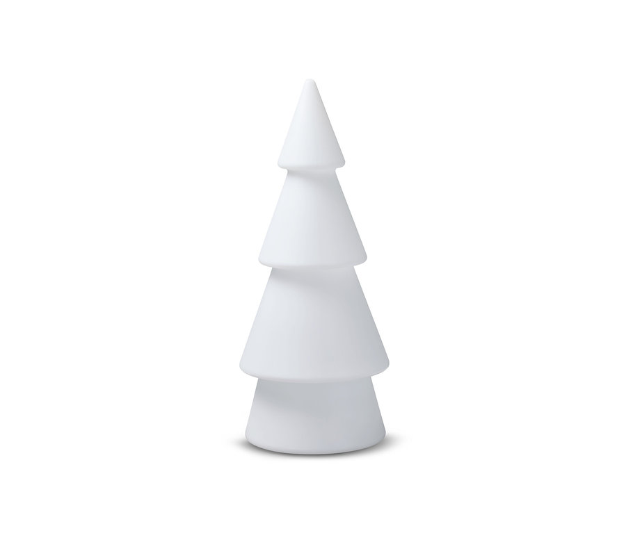 Weiße Solar-Outdoorleuchte »Baum« in Form eines Weihnachtsbaums.