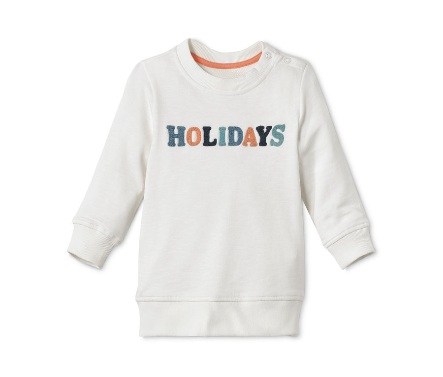 Weißes Baumwoll-Sweatshirt mit dem Aufdruck HOLIDAYS.