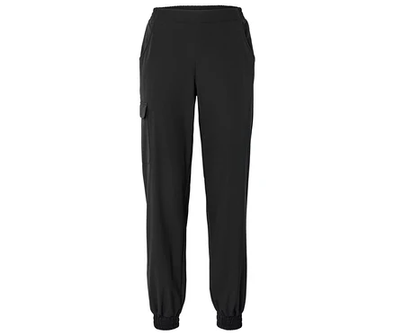 Schwarze Jogginghose mit elastischem Bund und Bündchen.