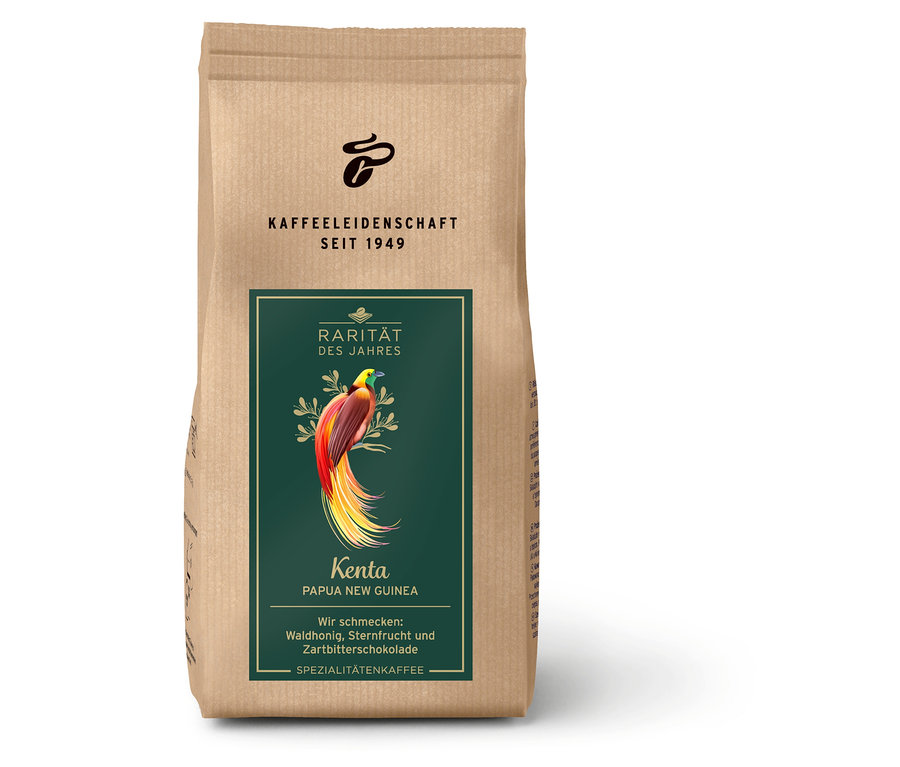 Eine Packung "Kenta Papua New Guinea" Spezialitätenkaffee der Marke "Kaffeeleidenschaft".