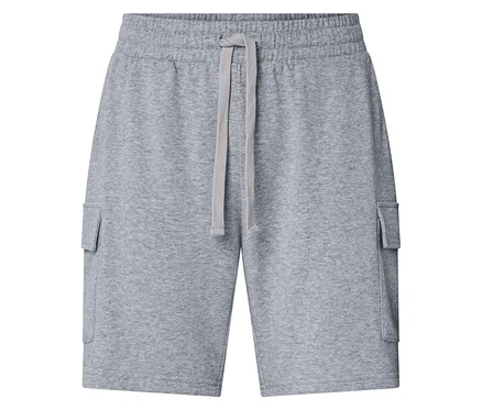 Graue Cargo-Shorts mit Kordelzug.