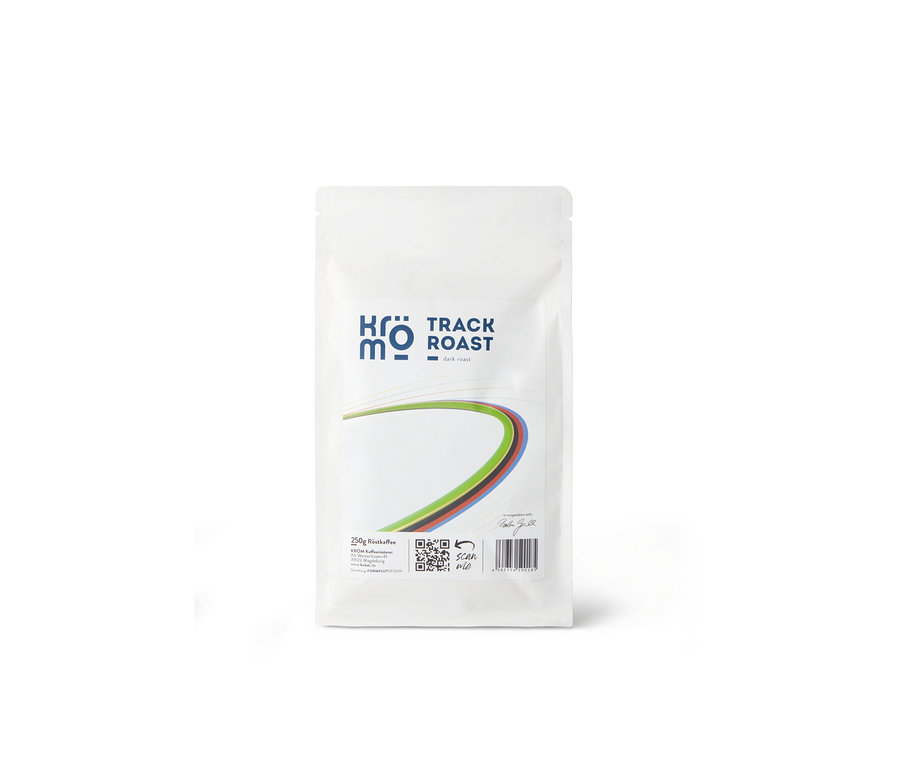 Eine Packung Kröm - Track Roast Espresso - 250 g Ganze Bohne.