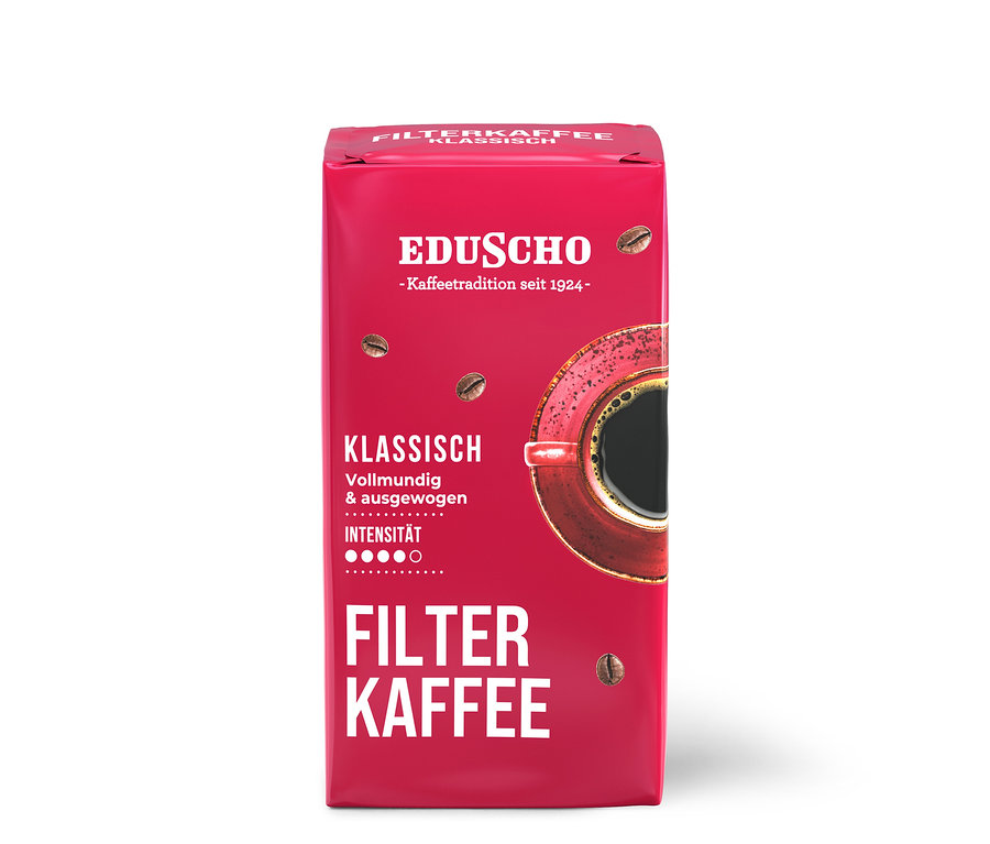 Packung Eduscho Filterkaffee Klassisch, gemahlener Kaffee.