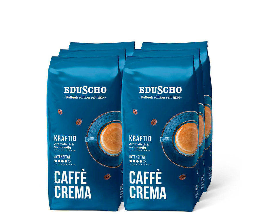 Eine Packung Eduscho Caffè Crema Kräftig Ganze Bohne.
