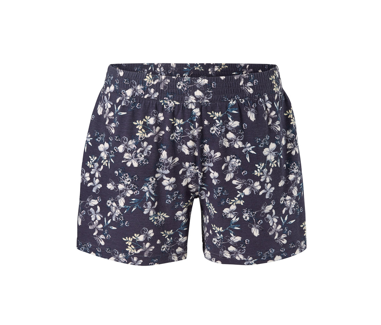 Blaues Shorty-Pyjama mit Blumenmuster.
