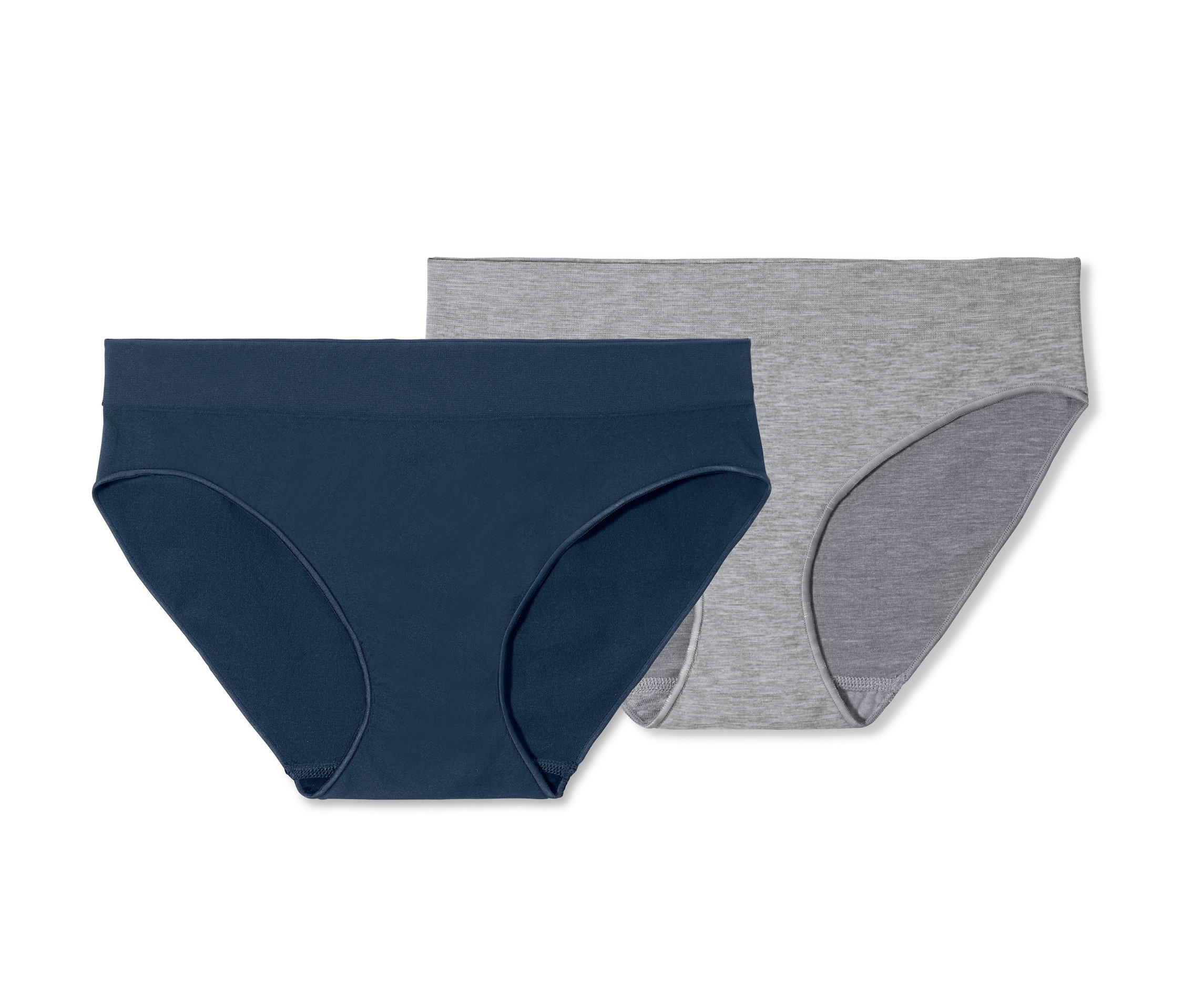 Zwei Seamless-Slips, einer dunkelblau, einer grau.