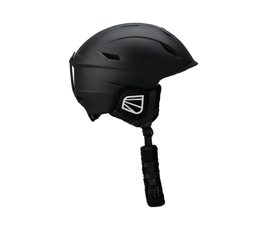 Schwarzer In-Mould-Ski- und Snowboardhelm.