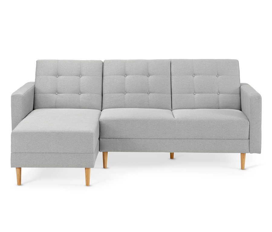 Helles graues Federkern-Eckschlafsofa »Just Relax« mit Stauraumbank.