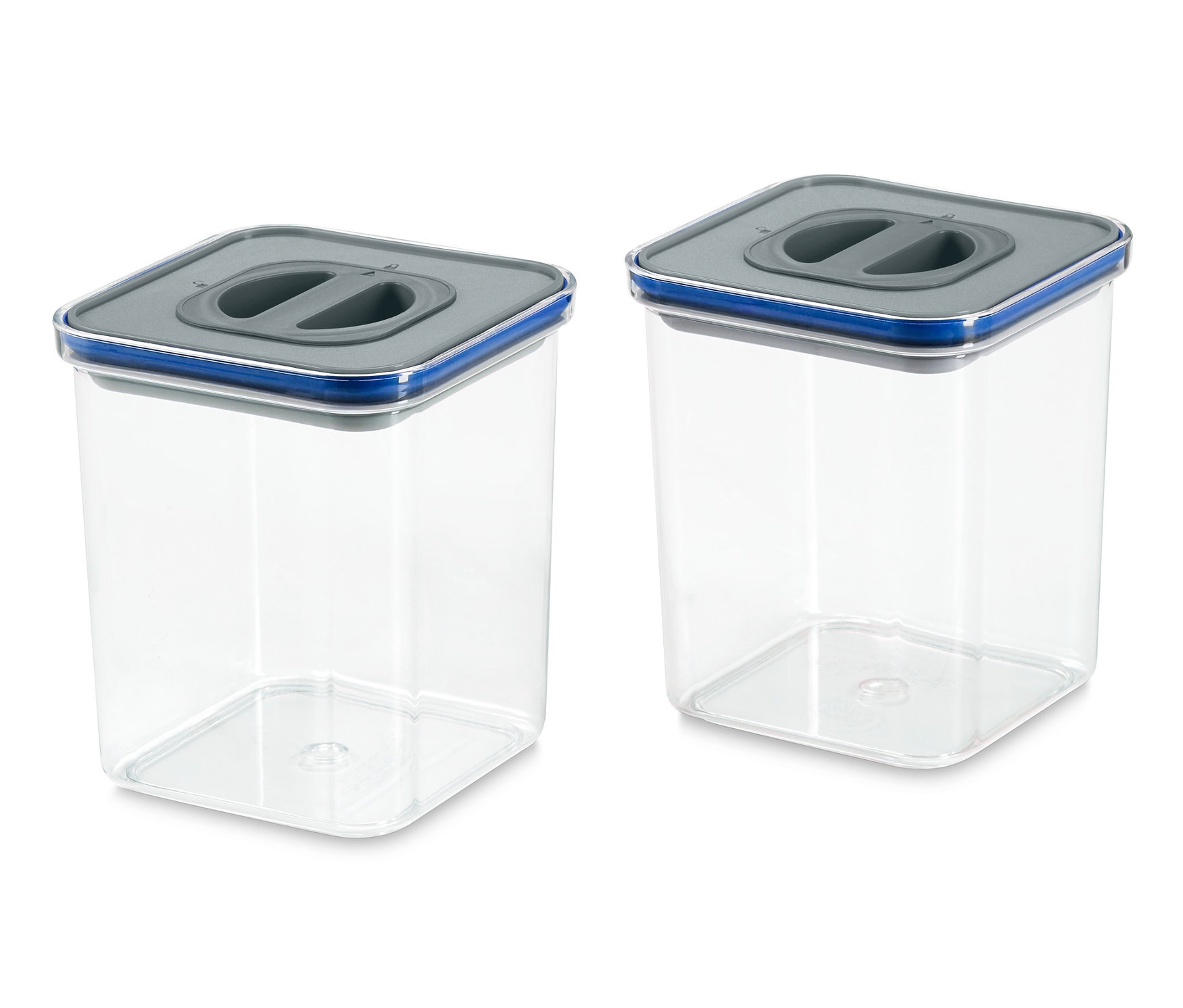 Zwei transparente Vakuum-Frischhaltedosen.