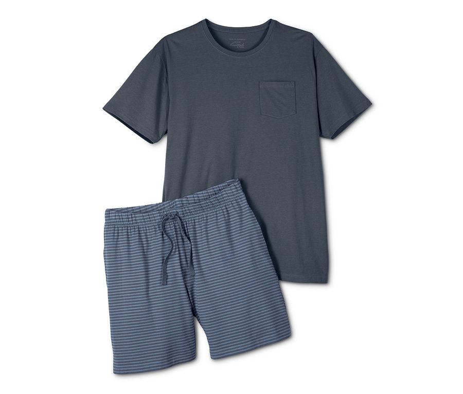 Shorty-Pyjama mit Kurzarm-Oberteil und gestreiften Shorts.