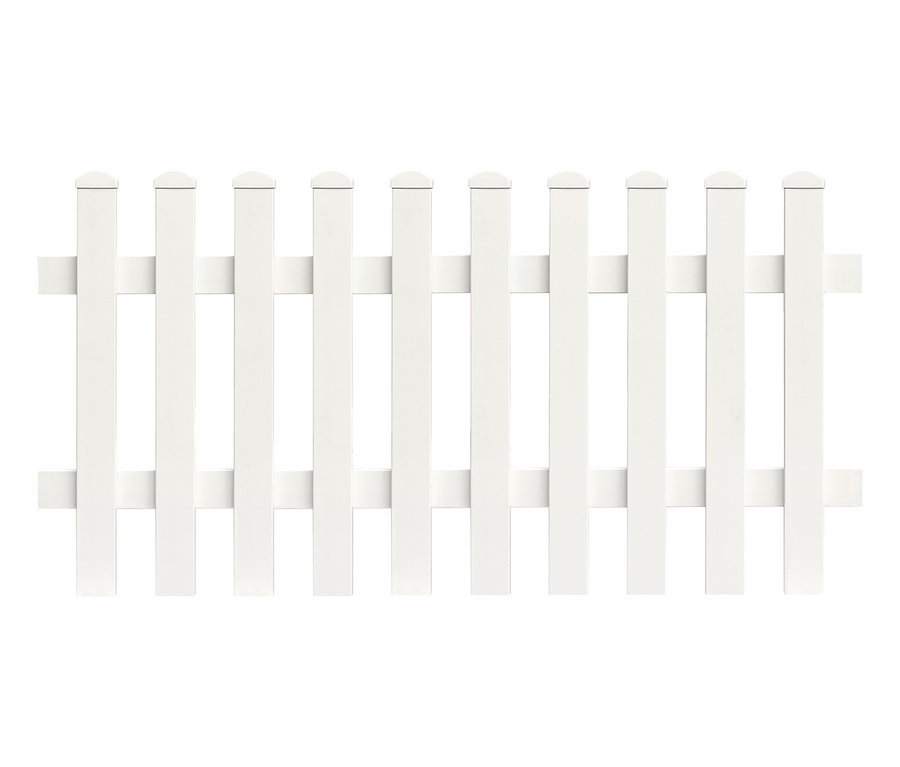 Nahaufnahme eines weißen KM Meeth Zaun-Sets.