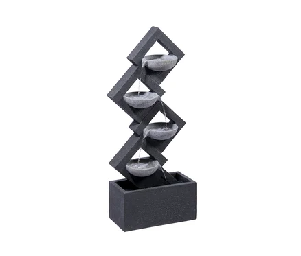 Dobar Gartenbrunnen mit 4 Schalen und LEDs, aus denen Wasser fließt.
