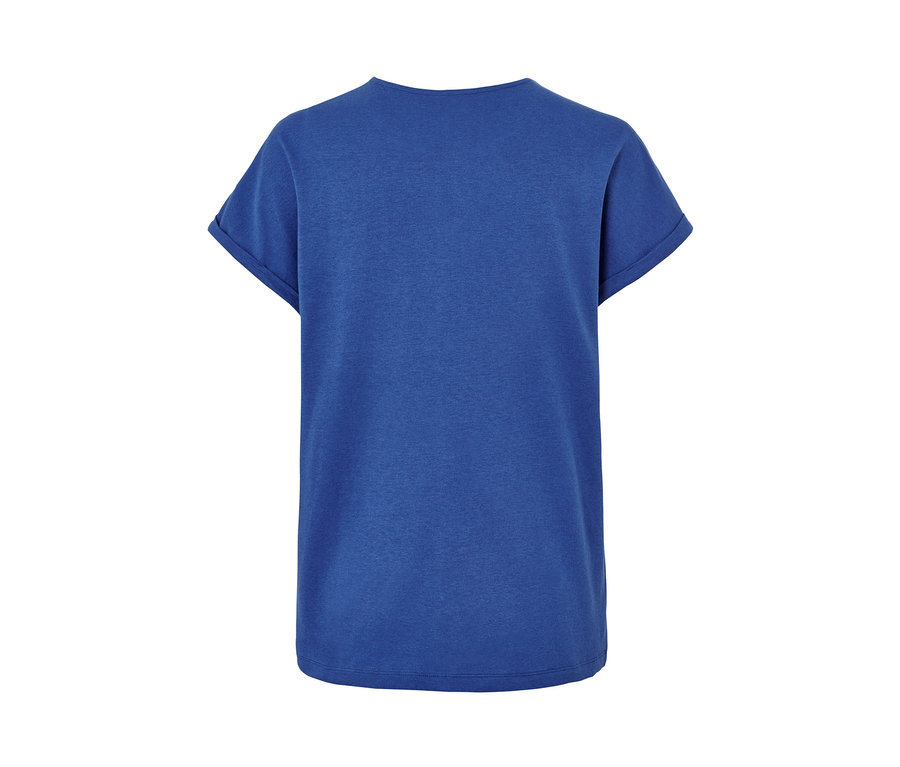 Blaues Shirt aus Leinenmix mit kurzen Ärmeln.