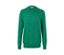 Grüner Pullover mit Rundhalsausschnitt.