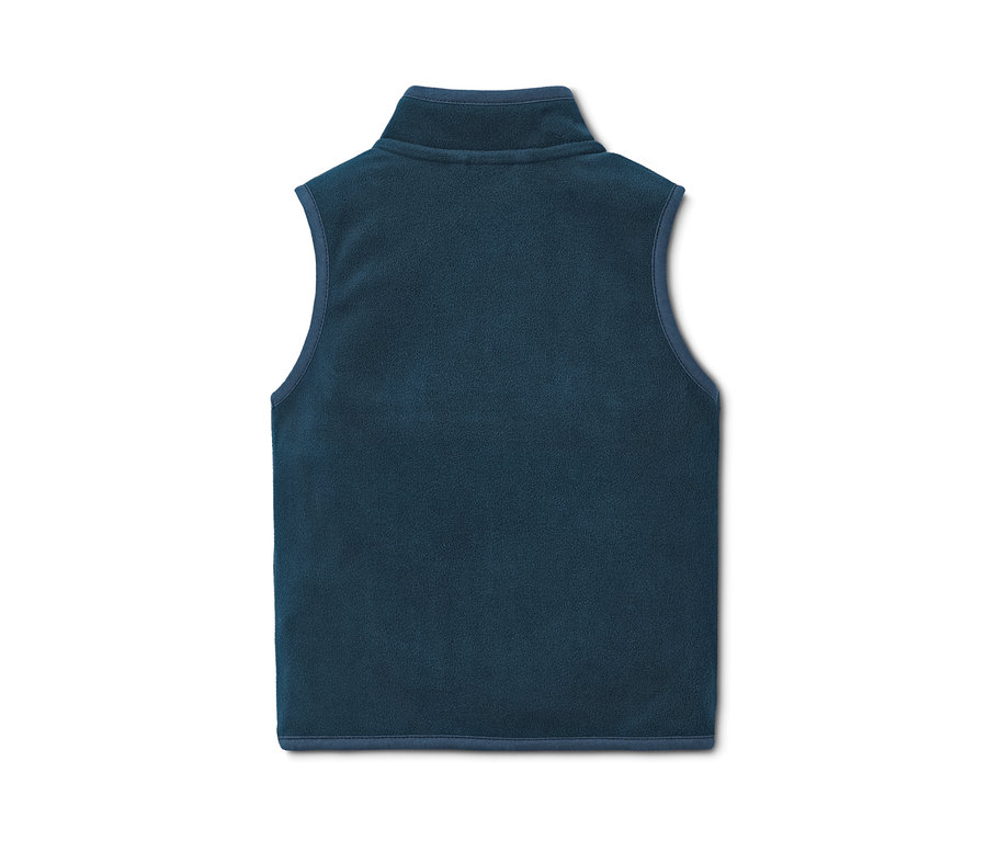 Blaue Fleeceweste aus recyceltem Material.