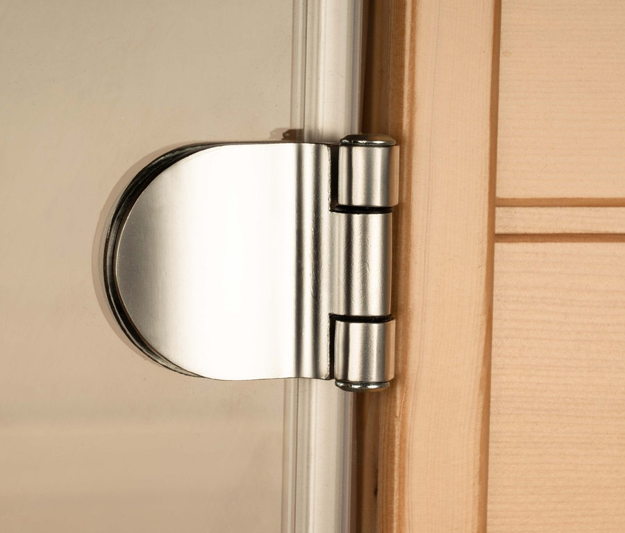 Detail eines Scharniers der Home-Deluxe-Infrarotkabine »REDSUN M«.