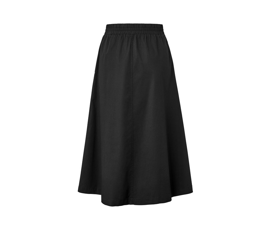 Detailansicht eines schwarzen Popeline-Rocks.