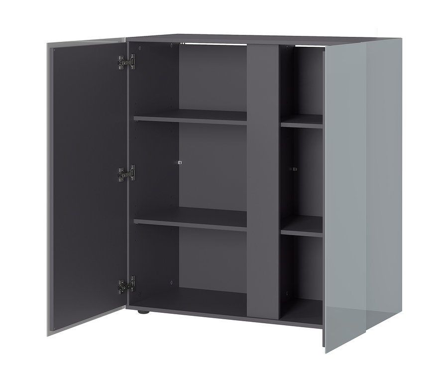 Geöffneter Germania-Kommode »Mesa«, 2526, grau-graphit mit drei Regalböden.