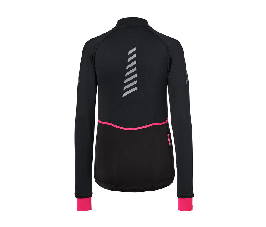 Rückansicht eines schwarz-pinken Thermo-Radtrikots.