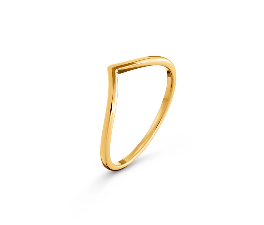 Detailansicht eines Goldrings in V-Form.