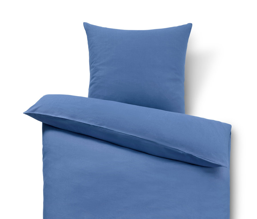 Blaue Bettwäsche aus Leinen (Normalgröße, Doppelgröße, Übergröße).
