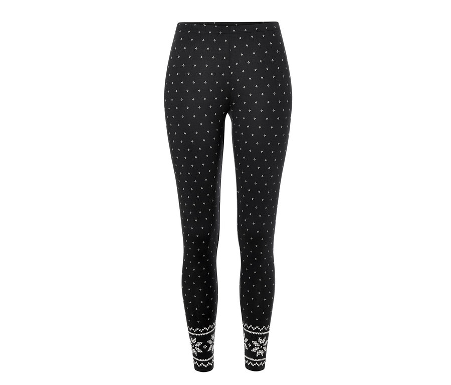 Schwarze Leggings mit Alloverprint.