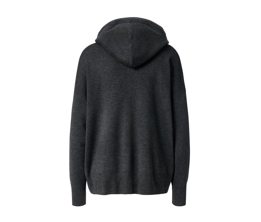 Rückansicht eines anthrazitfarbenen Loungewear-Anzugs mit Kapuze.